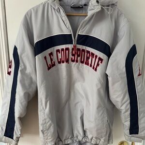 Le Coq Sportif Gray and Navy quarter zip Bomber Jacket